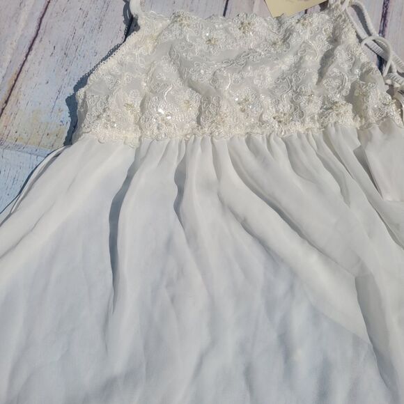 In Bloom by Jonquil Women's Ivory Lace Spaghetti Sleep Mini Dress Size Small - Picture 6 of 13